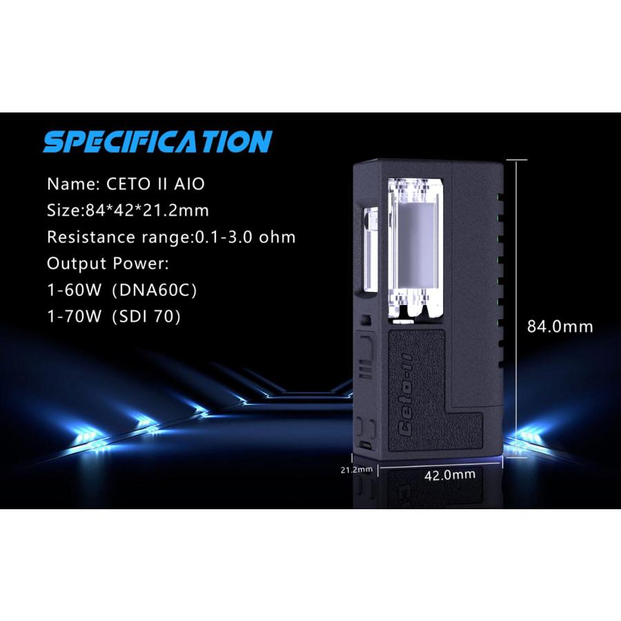CETO AIO【SDI 70 チップ】18650 セト2 V2 テクニカルMOD ベイプ 爆煙 電子タバコ 本体 ceto 2 aio 【便】 vape [Z-45]