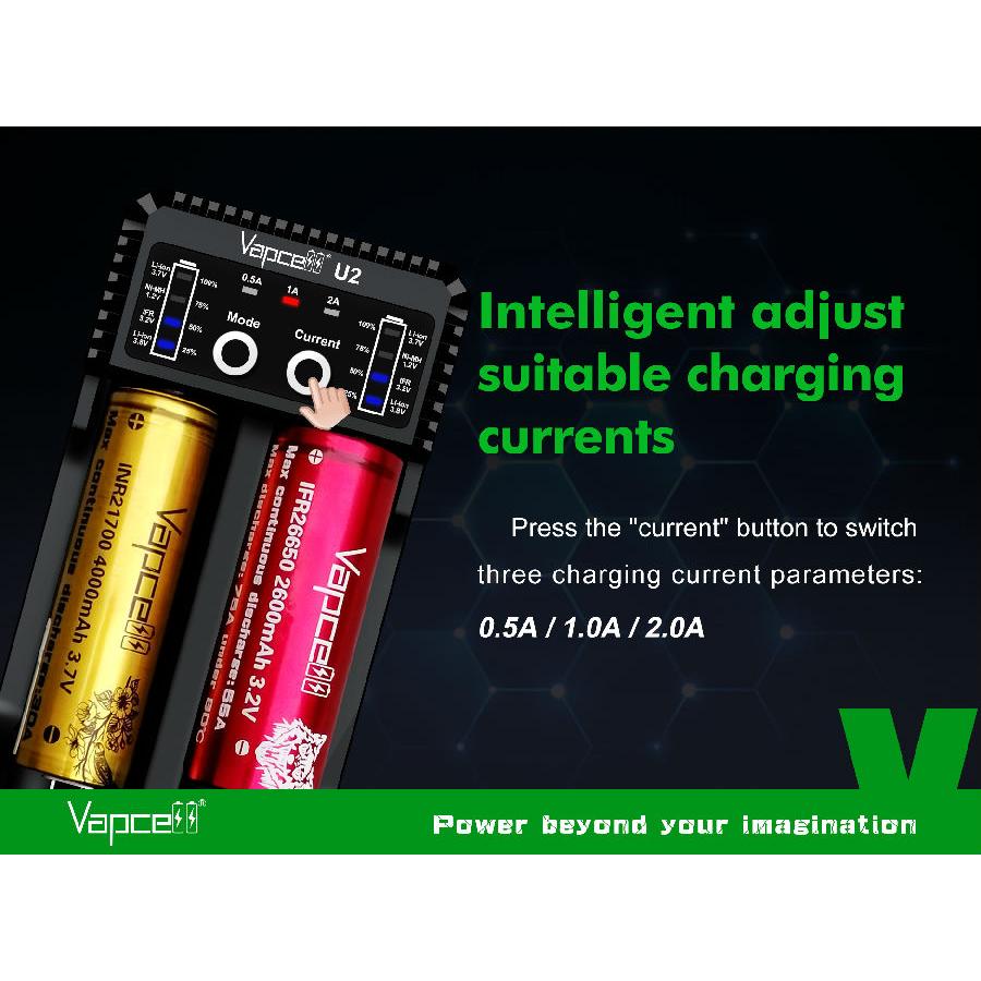 Vapcell U2 charger 充電器 電子タバコ vape 充電器 リチウムイオン バッテリー 電池 バップセル べイプ VAPE USB 18650 21700 20700 26650 [G-73]｜edgejp｜03