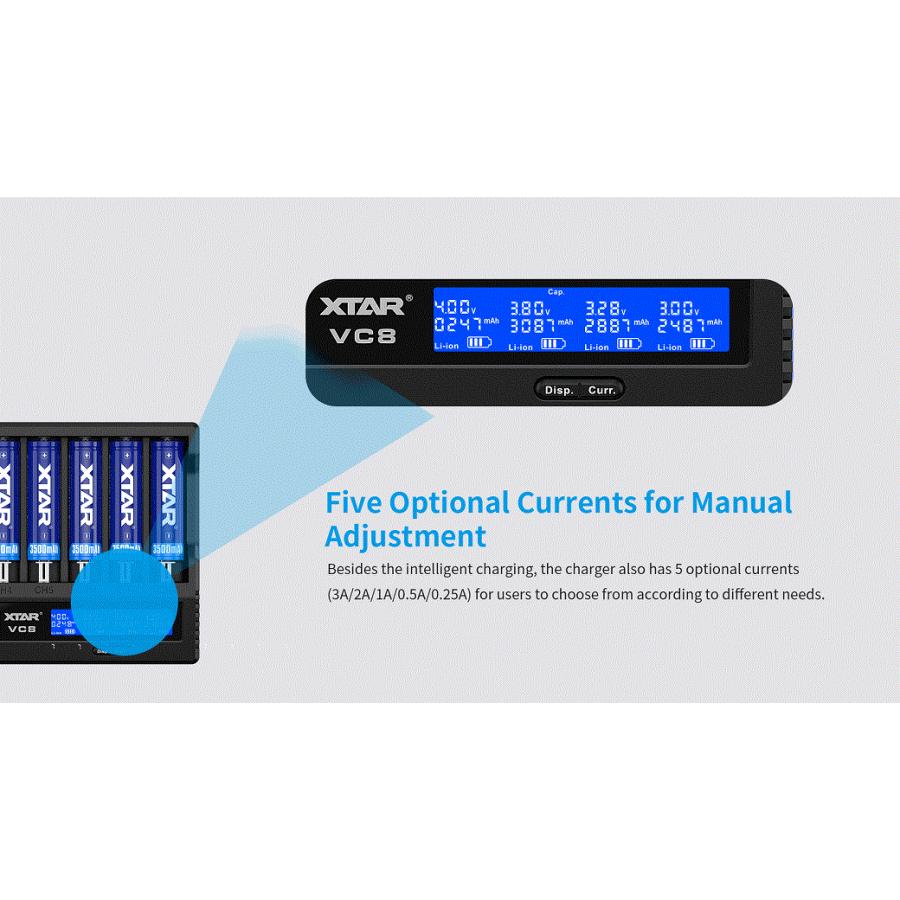 XTAR VC8 Charger バッテリーチャージャー 充電器 18350 18650 20700