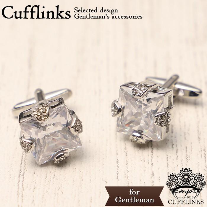 カフス スクエア ビッグ カットストーン シルバー | カフリンクス