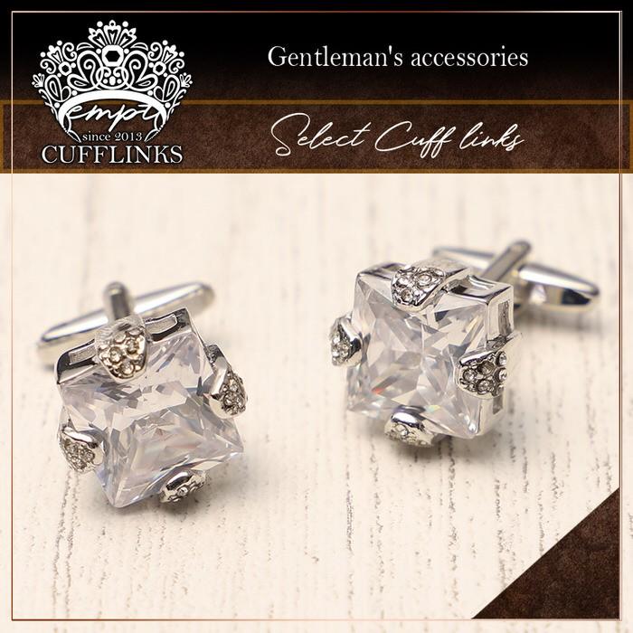 カフス スクエア ビッグ カットストーン シルバー | カフリンクス