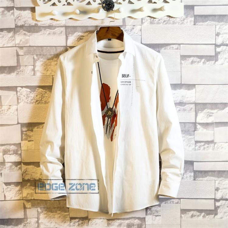 長袖シャツ メンズ ワイシャツ 長袖 無地 開襟シャツ カジュアルシャツ Yシャツ 白 ビジネス 春物 Ege Edge Zone 通販 Yahoo ショッピング