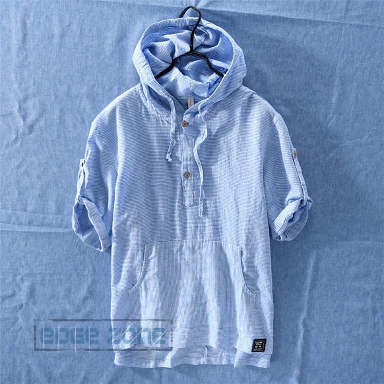 リネンパーカー メンズ プルオーバーパーカー 半袖パーカーtシャツ パーカー 半袖 ボーダー柄 ゆったり お兄系 サマー Ege Edge Zone 通販 Yahoo ショッピング