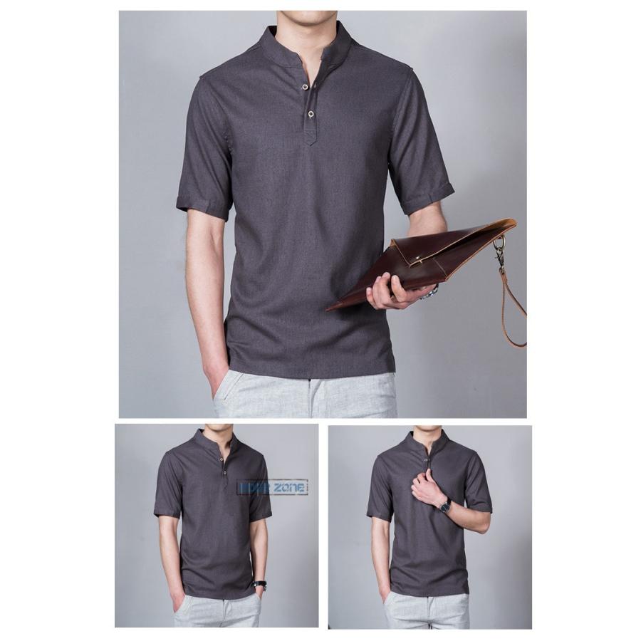 チャイナ服 メンズ 半袖 麻シャツ Tシャツ リネンtシャツ カジュアルシャツ カットソー スリム 無地 立ち襟 サマー 清涼 Ege Edge Zone 通販 Yahoo ショッピング