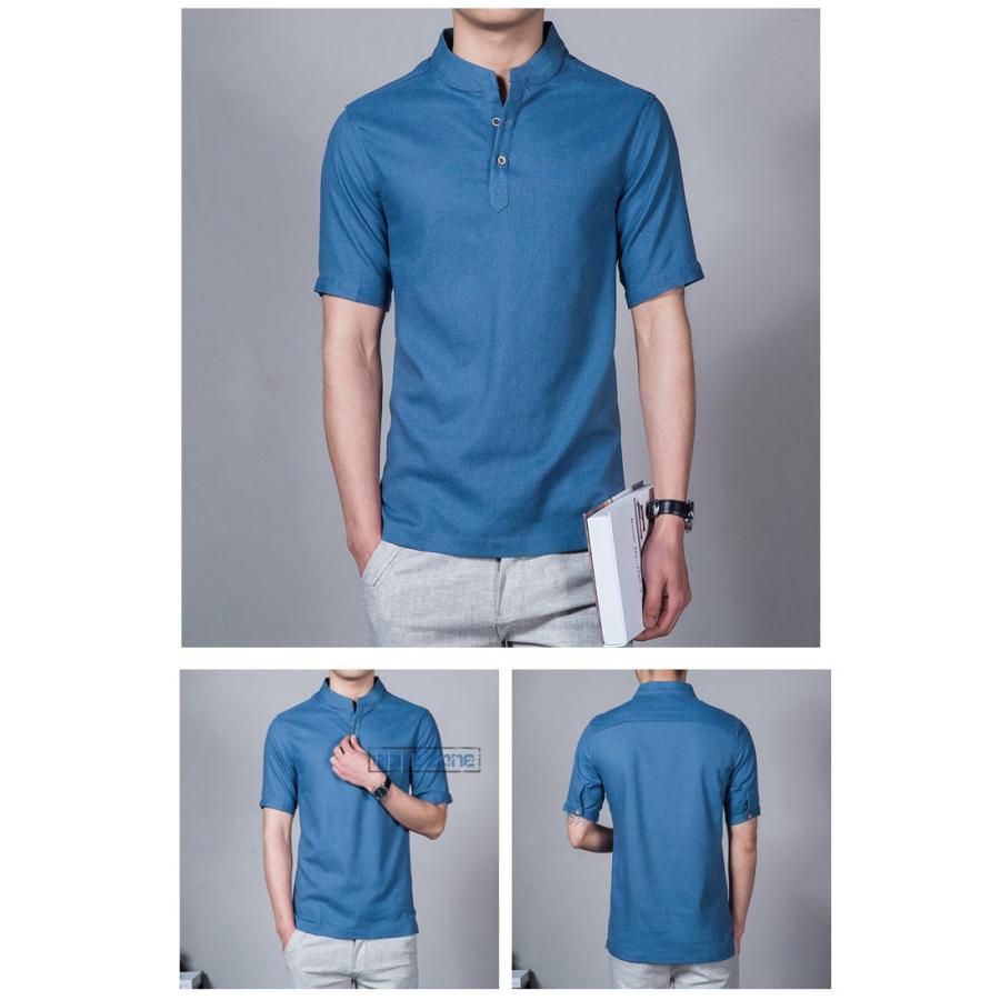 チャイナ服 メンズ 半袖 麻シャツ Tシャツ リネンtシャツ カジュアルシャツ カットソー スリム 無地 立ち襟 サマー 清涼 Ege Edge Zone 通販 Yahoo ショッピング