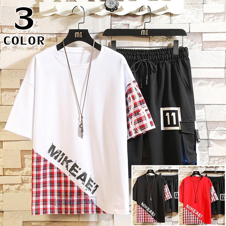 半袖スエット セットアップ メンズ 夏 ジャージ チェック柄 ルームウェア スポーツ Tシャツ ハーフパンツ 上下セット Ege Edge Zone 通販 Yahoo ショッピング