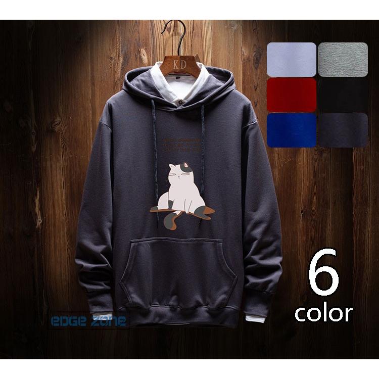 メンズパーカー おしゃれ 長袖パーカー 猫柄 スウェット パーカー プル