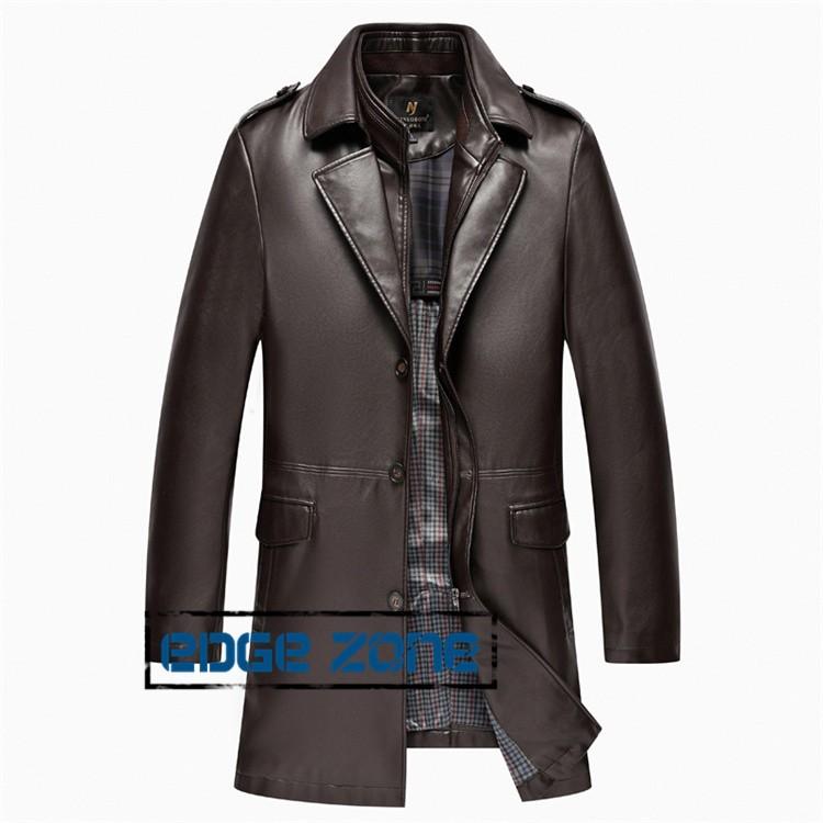 レザーコート メンズ ロングコート 二重襟 トレンチコート 厚手 革ジャン 薄裏起毛 かっこいい 防風 大きいサイズ 秋冬 Ege Edge Zone 通販 Yahoo ショッピング