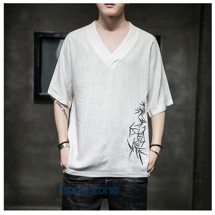 リネンtシャツ メンズ Vネック 半袖tシャツ 綿麻 Tシャツ 半袖 綿麻t