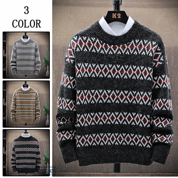 セーター メンズ ニットセーター 柄物 ボーダー ニット クルーネック 防寒 トップス 長袖 カジュアル おしゃれ Ege0515 Edge Zone 通販 Yahoo ショッピング