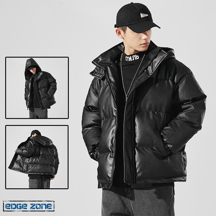 中綿ジャケット メンズ ダウンジャケット Puレザー 無地 ブルゾン 防寒 暖かい カジュアル アウトドア 秋冬 スウェット オシャレ 防風 22 メンズファッション Ege1018 Edge Zone 通販 Yahoo ショッピング