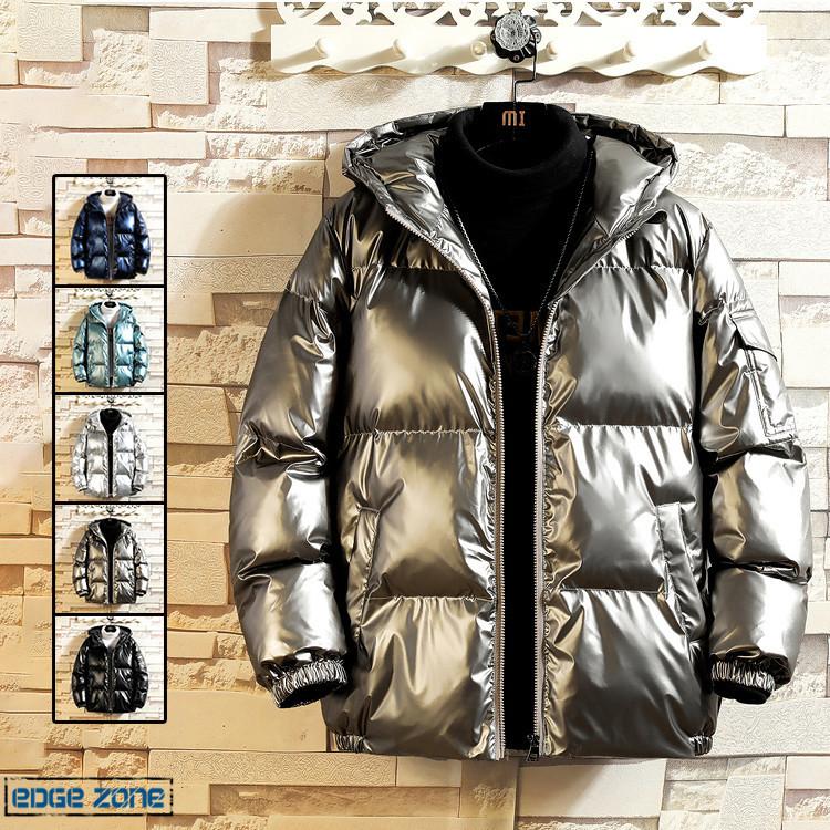 ダウンジャケット メンズ 中綿ダウンジャケット コート キルティング 無地 シルバー アウター 暖かい 防寒 オシャレ スウェット かっこいい 秋冬 フード付き 人気を誇る