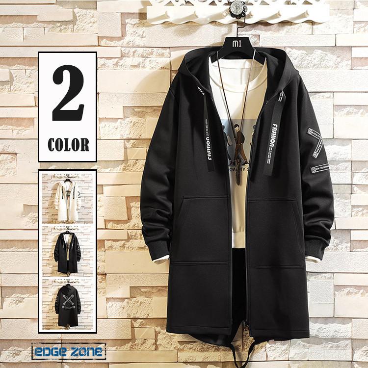 マウンテンパーカー メンズ ロング丈 ジップパーカー コート 英文字 柄物 プリント ロング アウター ダスターコート スウェット オシャレ 秋冬 防風 フード付き Ege Edge Zone 通販 Yahoo ショッピング