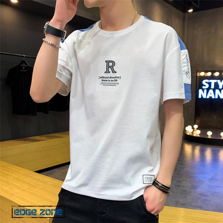半袖tシャツ メンズ 五分袖tシャツ 英文字 Tシャツ プリント カットソー 切り替え おしゃれ カジュアル 21 夏 デザイン 大きいサイズ Ege Edge Zone 通販 Yahoo ショッピング