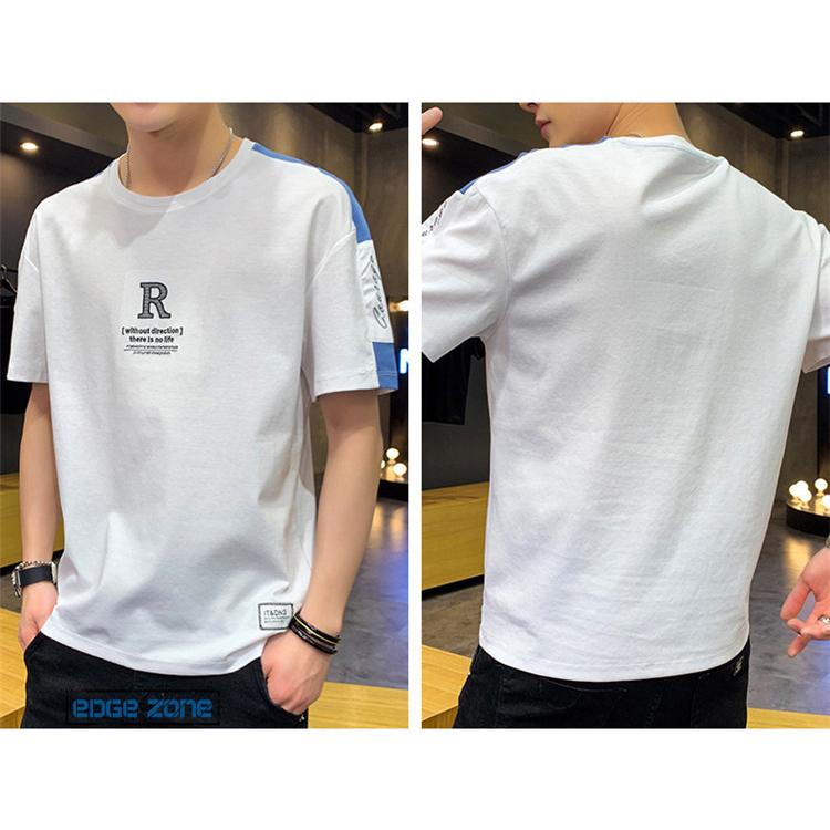半袖tシャツ メンズ 五分袖tシャツ 英文字 Tシャツ プリント カットソー 切り替え おしゃれ カジュアル 21 夏 デザイン 大きいサイズ Ege Edge Zone 通販 Yahoo ショッピング