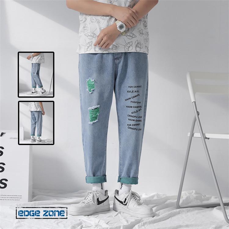 デニムパンツ メンズ Gパン ジーンズ ワイドパンツ 英文字 パンツ デザイン ダメージ ゆったり クラッシュデニム かっこいい お兄系 ストリート ウォッシュ 新作 Ege Edge Zone 通販 Yahoo ショッピング