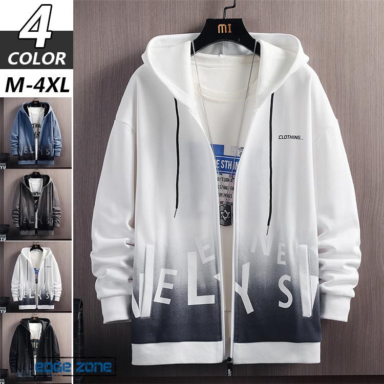 パーカー メンズ ジップアップパーカー トップス 長袖 グラデーション 英文字 フード Parka メンズパーカー 春服 切り替え ファッション 秋 Ege Edge Zone 通販 Yahoo ショッピング