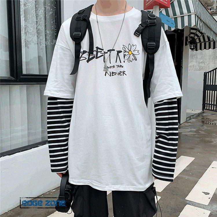 Tシャツ メンズ トップス 長袖tシャツ オシャレ 重ね着風 英文字 カットソー インナーtシャツ ロングtシャツ 秋冬 22メンズファッション Ege Edge Zone 通販 Yahoo ショッピング