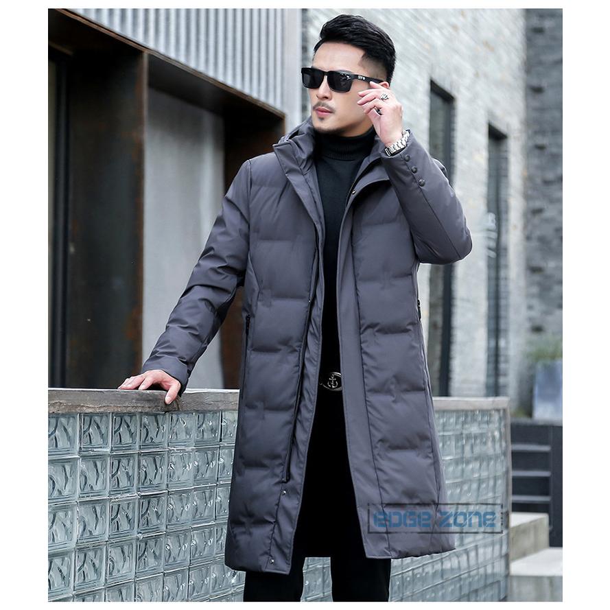 ダウンコート メンズ ダウンジャケット コート ロング丈 ポケットチャック フード付き 無地 大きいサイズ 22メンズファッション Ege Edge Zone 通販 Yahoo ショッピング