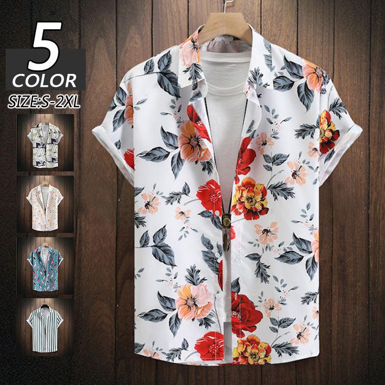 半袖シャツ メンズ シャツ 半袖 花柄 夏服 プリント 総柄 おしゃれ 春 夏 フラミンゴ柄 ストライプ 金魚柄 22メンズファッション Ege2222 Edge Zone 通販 Yahoo ショッピング