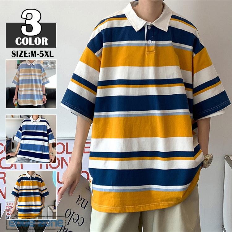ポロシャツ メンズ 半袖 韓国風 大きいサイズ 薄手 切り替え 配色 ゆったり 太め おしゃれ カジュアル Ege Edge Zone 通販 Yahoo ショッピング