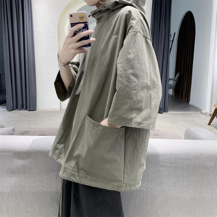 半袖パーカー メンズ パーカー 半袖 七分袖 薄手 無地 韓国風 ポケット フード付き おしゃれ カジュアル Ege Edge Zone 通販 Yahoo ショッピング