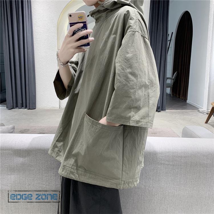 半袖パーカー メンズ パーカー 半袖 七分袖 薄手 無地 韓国風 ポケット フード付き おしゃれ カジュアル 贈物