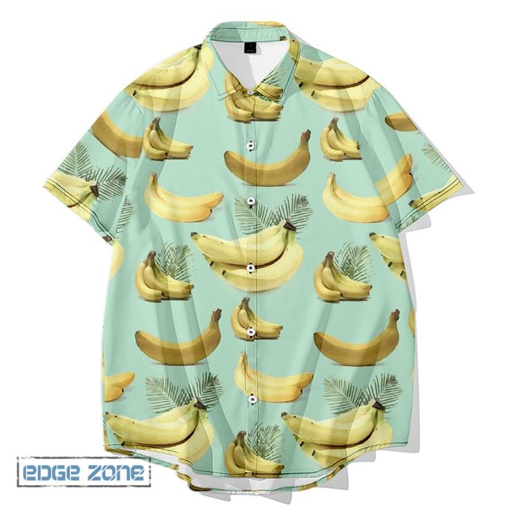 全品送料無料 カジュアルシャツ メンズ 半袖 大きいサイズ バナナ柄 果物柄 総柄 薄手 おしゃれ カジュアル 涼しい 夏服 22 Tonna Com