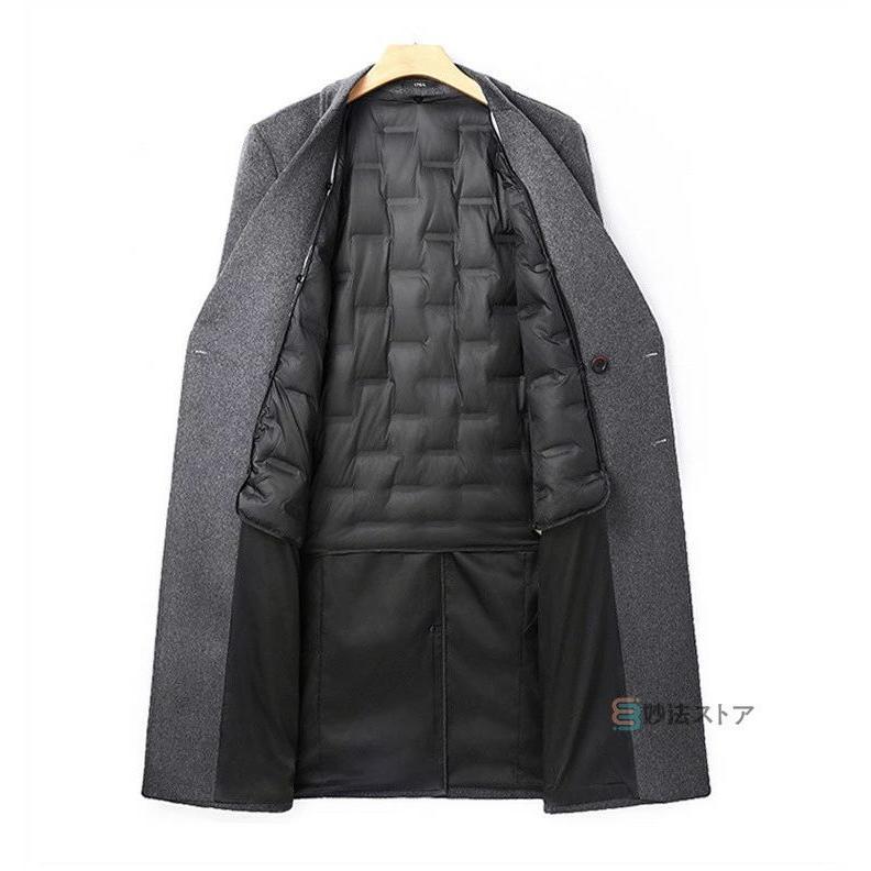チェスターコート メンズ ウール コート 超ロングコート ダウン