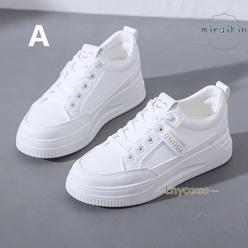 厚底スニーカー レディース スニーカー 白 ローカット 春秋 春夏