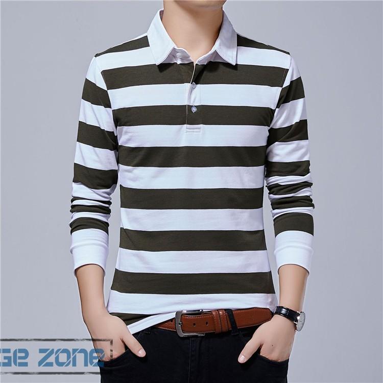 ポロシャツ メンズ オシャレボーダー柄 カジュアル 長袖ポロ Polo 立ち襟 インナー ビジネス スポーツウェア 秋服 Tシャツ プルオーバー 秋 Zjj Edge Zone 通販 Yahoo ショッピング