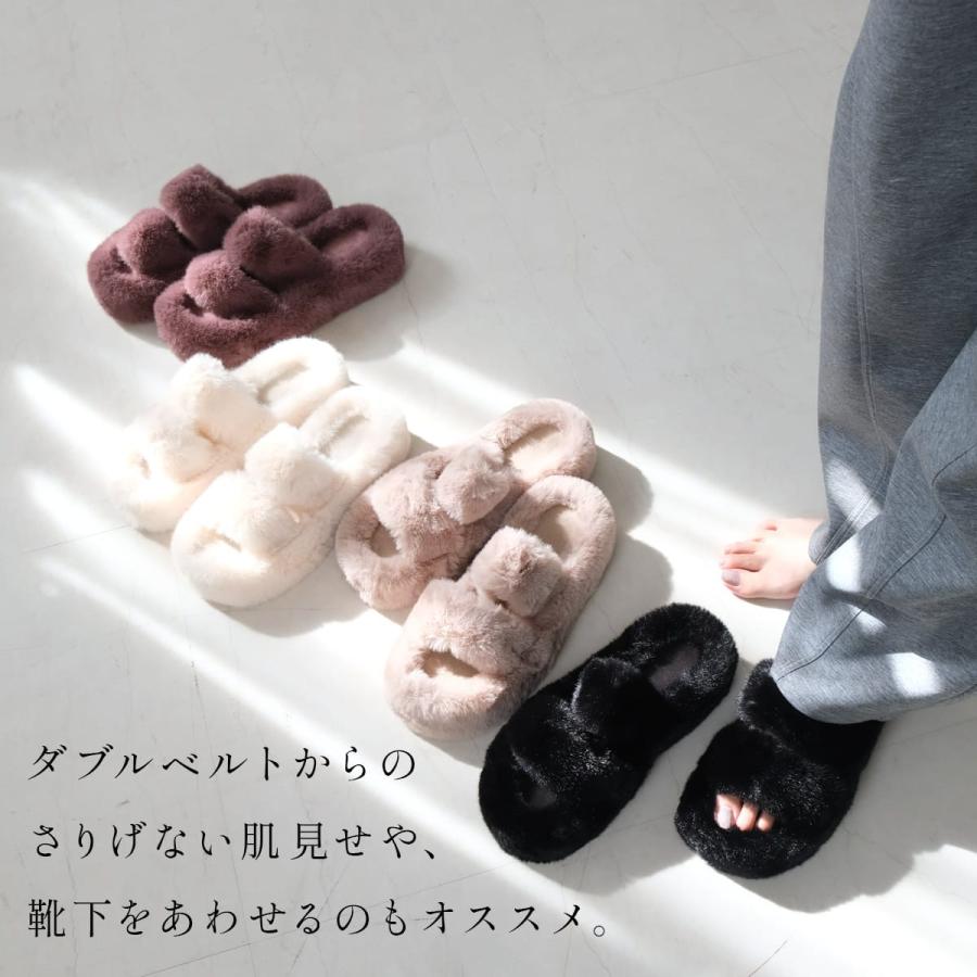 サンダル レディース ボア ファー 厚底 ミュール 可愛い 厚底サンダル