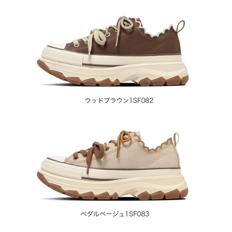 コンバース 厚底 レディース オールスター CONVERSE 正規品 ローカット スニーカー ブラウン ベージュ TREKWAVE LACEEDGE OX 脱げない 疲れない amiami エディの画像