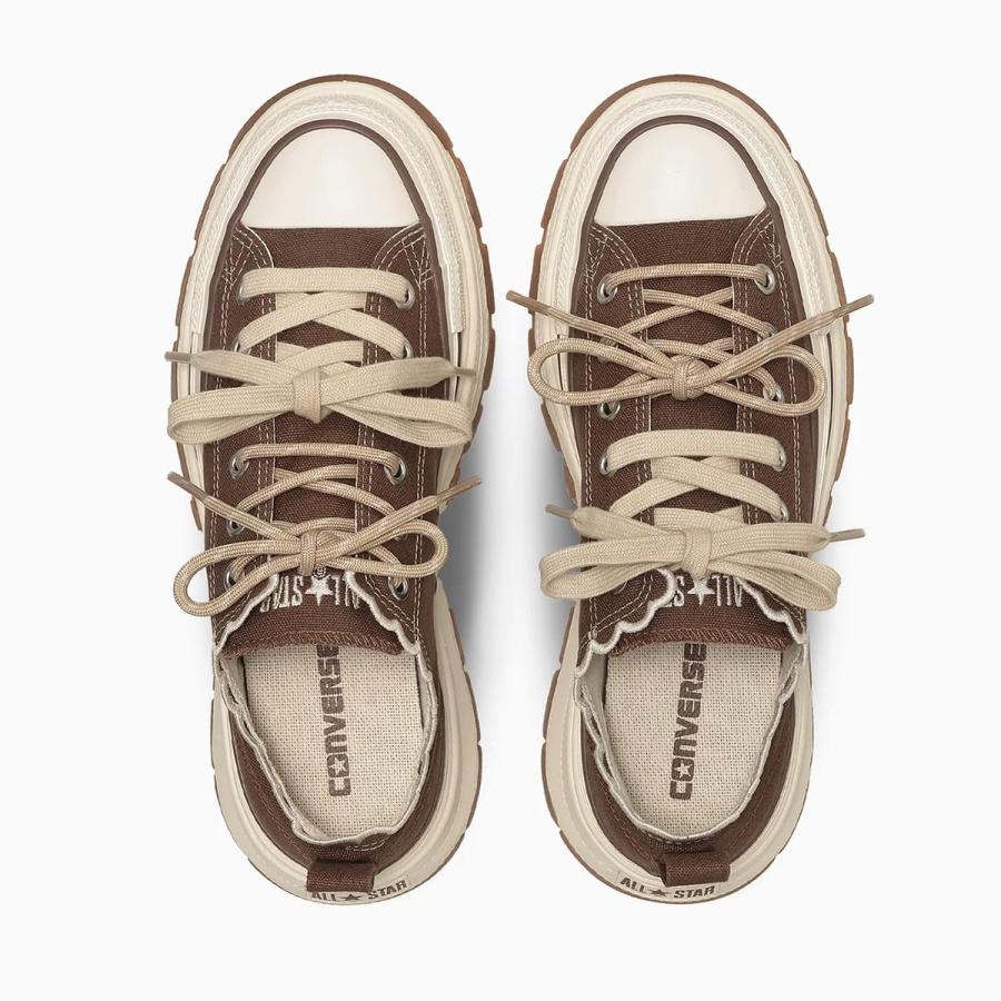 コンバース 厚底 レディース オールスター CONVERSE 正規品 ローカット スニーカー ブラウン ベージュ TREKWAVE LACEEDGE OX 脱げない 疲れない amiami エディの画像