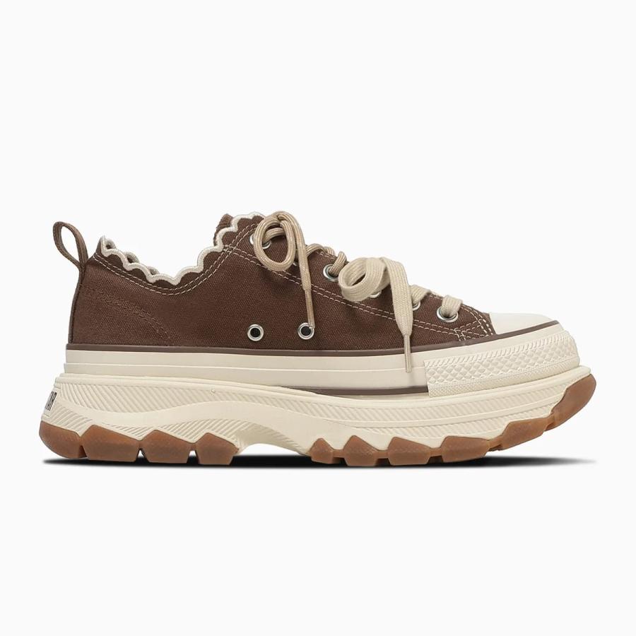 コンバース 厚底 レディース オールスター CONVERSE 正規品 ローカット スニーカー ブラウン ベージュ TREKWAVE LACEEDGE OX 脱げない 疲れない amiami エディの画像