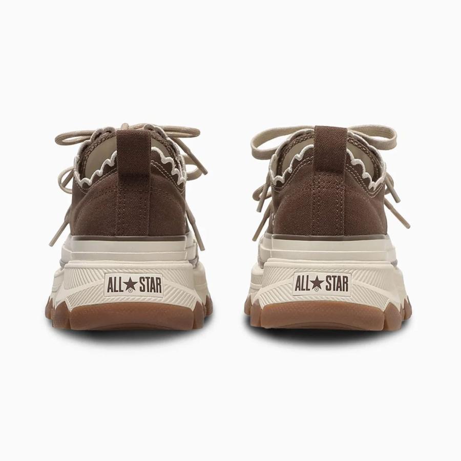 コンバース 厚底 レディース オールスター CONVERSE 正規品 ローカット スニーカー ブラウン ベージュ TREKWAVE LACEEDGE OX 脱げない 疲れない amiami エディの画像
