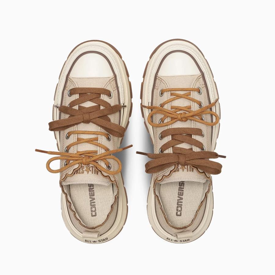 コンバース 厚底 レディース オールスター CONVERSE 正規品 ローカット スニーカー ブラウン ベージュ TREKWAVE LACEEDGE OX 脱げない 疲れない amiami エディの画像