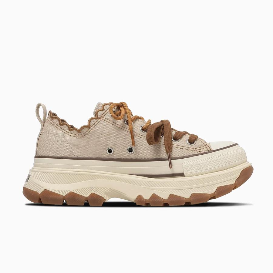 コンバース 厚底 レディース オールスター CONVERSE 正規品 ローカット スニーカー ブラウン ベージュ TREKWAVE LACEEDGE OX 脱げない 疲れない amiami エディの画像