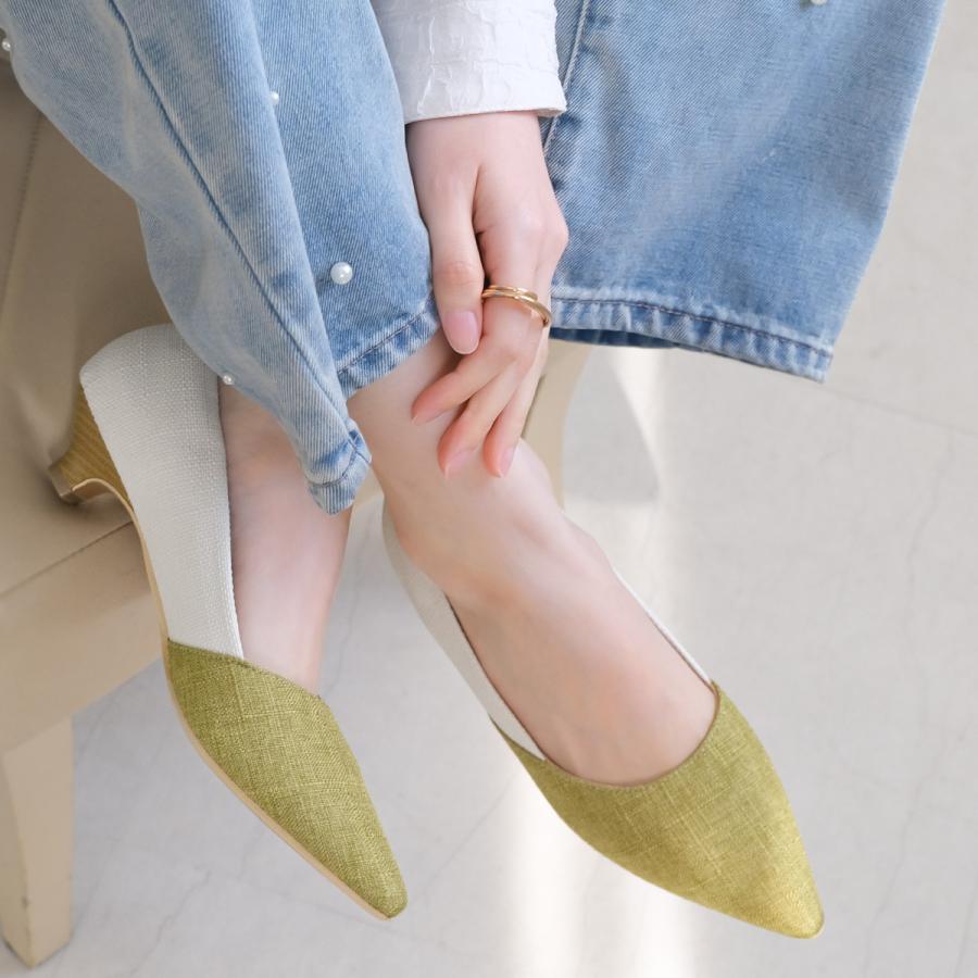 エナメル最高パンプス　人気のくすみグリーン AmiAmi [アミアミ] 走れるパンプス 5cmヒール パンプス