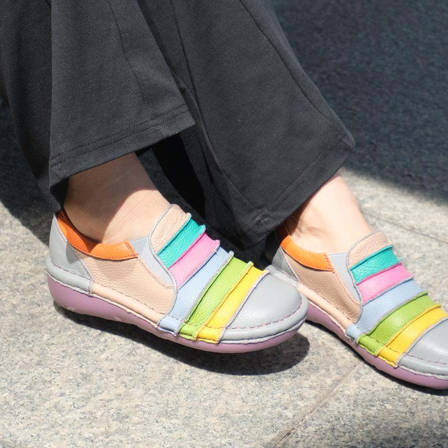 エスタシオン 靴 レディース スリッポン 本革 スニーカー