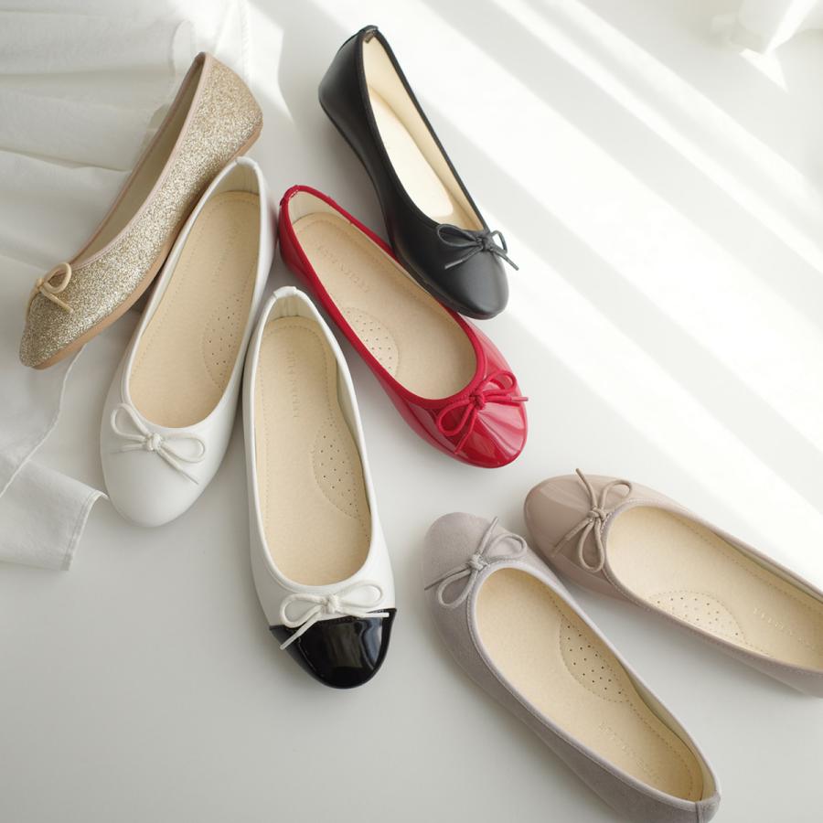 バレエシューズ レディース 歩きやすい 痛くない ぺたんこ 通勤 オフィス リボン ローヒール パンプス フラット 軽量 柔らかい 大きいサイズ 黒 amiami エディ | AmiAmi | 23