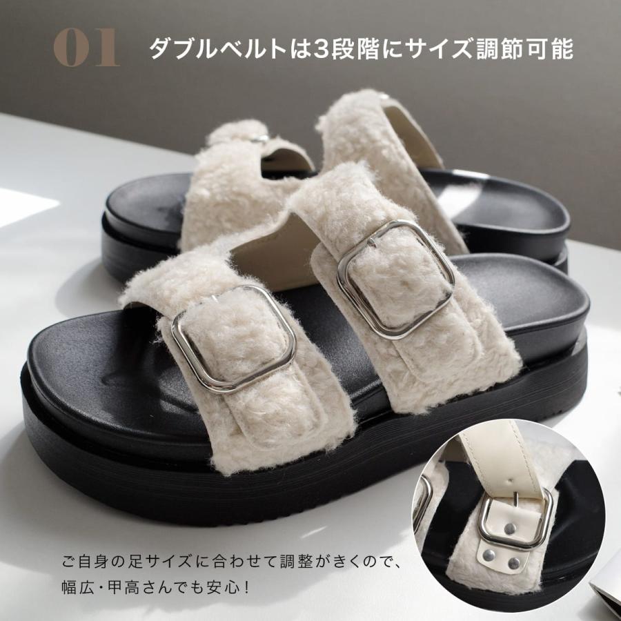 AmiAmi（アミアミ） サンダル スリッパ 厚底 レディース ボア ファー