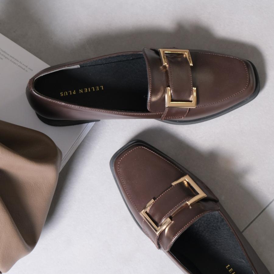 AmiAmi（アミアミ） ローファー パンプス レディース 痛くない 通勤 歩きやすい ローヒール ぺたんこ 履きやすい 仕事 フラット スクエアトゥ  バックル 太ヒール エディ : EDIE - 通販 - Yahoo!ショッピング