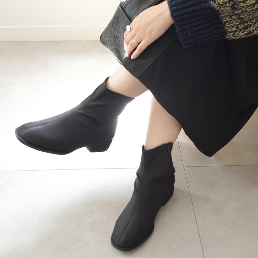 AmiAmi（アミアミ） ショートブーツ レディース ローヒール ストレッチ