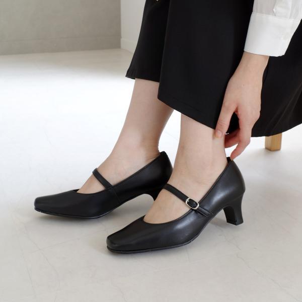 パンプス 本革 レディース 日本製 痛くない 歩きやすい ストラップ