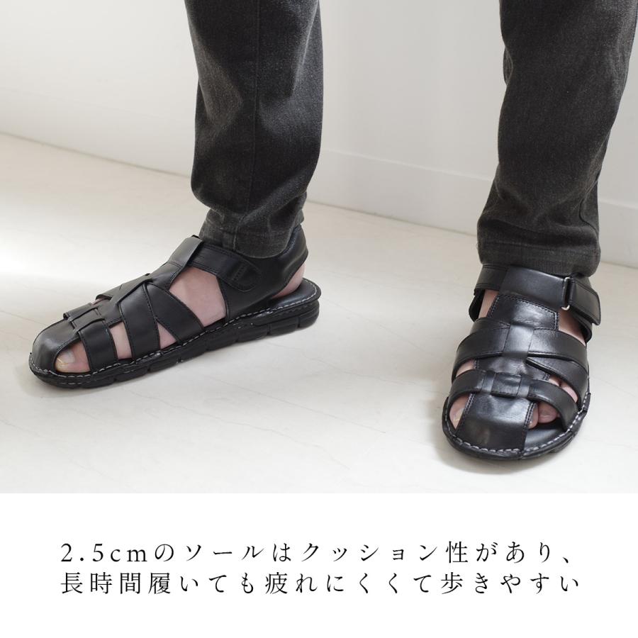 サンダル 本革 メンズ グルカサンダル 歩きやすい 靴 革製 軽量 履き