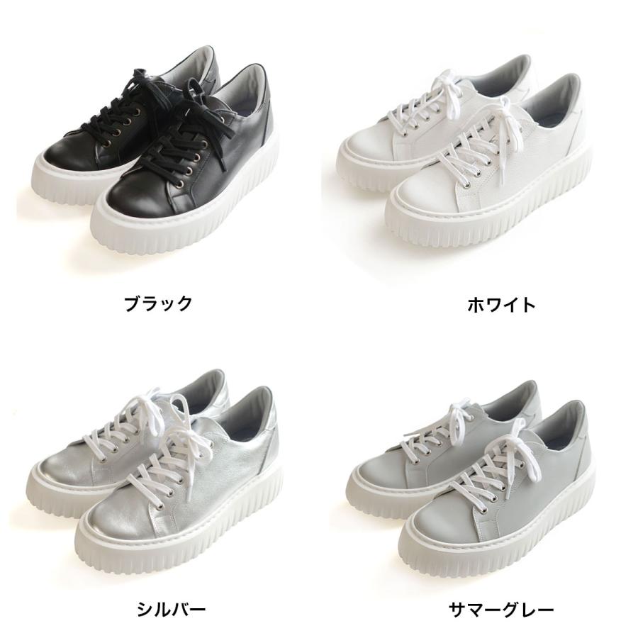 スニーカー 本革 レディース 厚底 日本製 履きやすい 軽い 牛革 厚底スニーカー 痛くない 軽量 歩きやすい レザー 3E 革 幅広 黒 白 ポインター amiami エディ