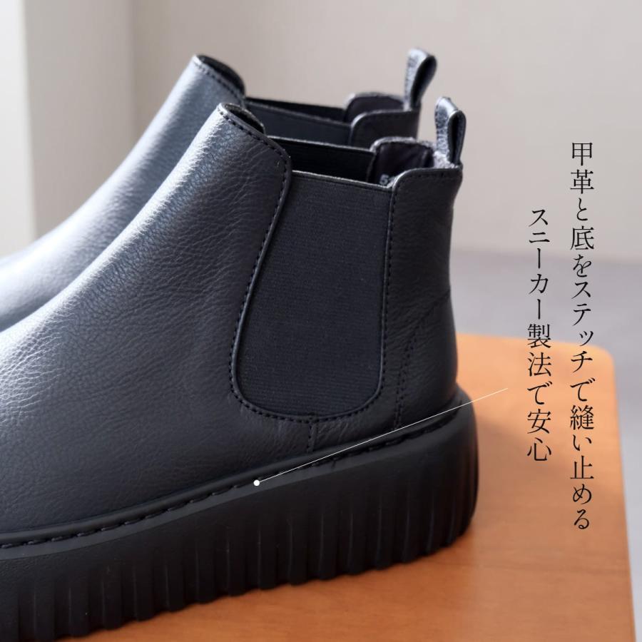 ショートブーツ 本革 レディース 厚底5cm 日本製 歩きやすい 履き