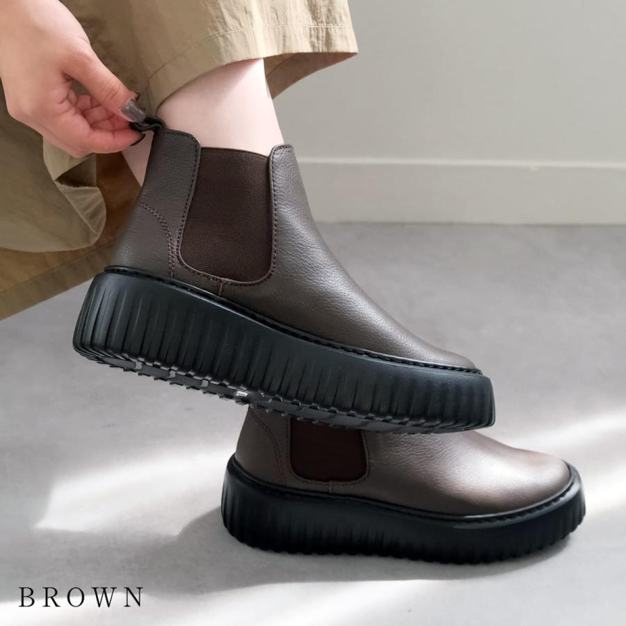 ショートブーツ 本革 レディース 厚底 日本製 フラット 歩きやすい