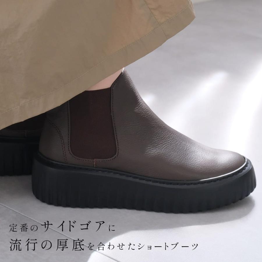 ショートブーツ 本革 厚底 レディース サイドゴアブーツ 日本製 歩き